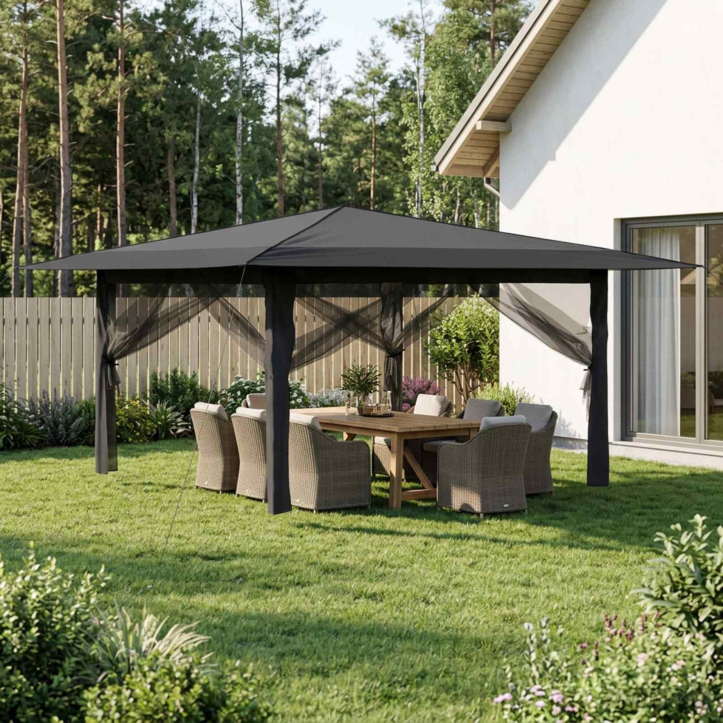 Gazebo with 4 Sidewalls 4 x 4 m Light Grey and Anthracite