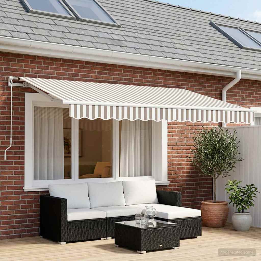 Awning Replacement Fabric Light Grey and White 3 x 2.5 m