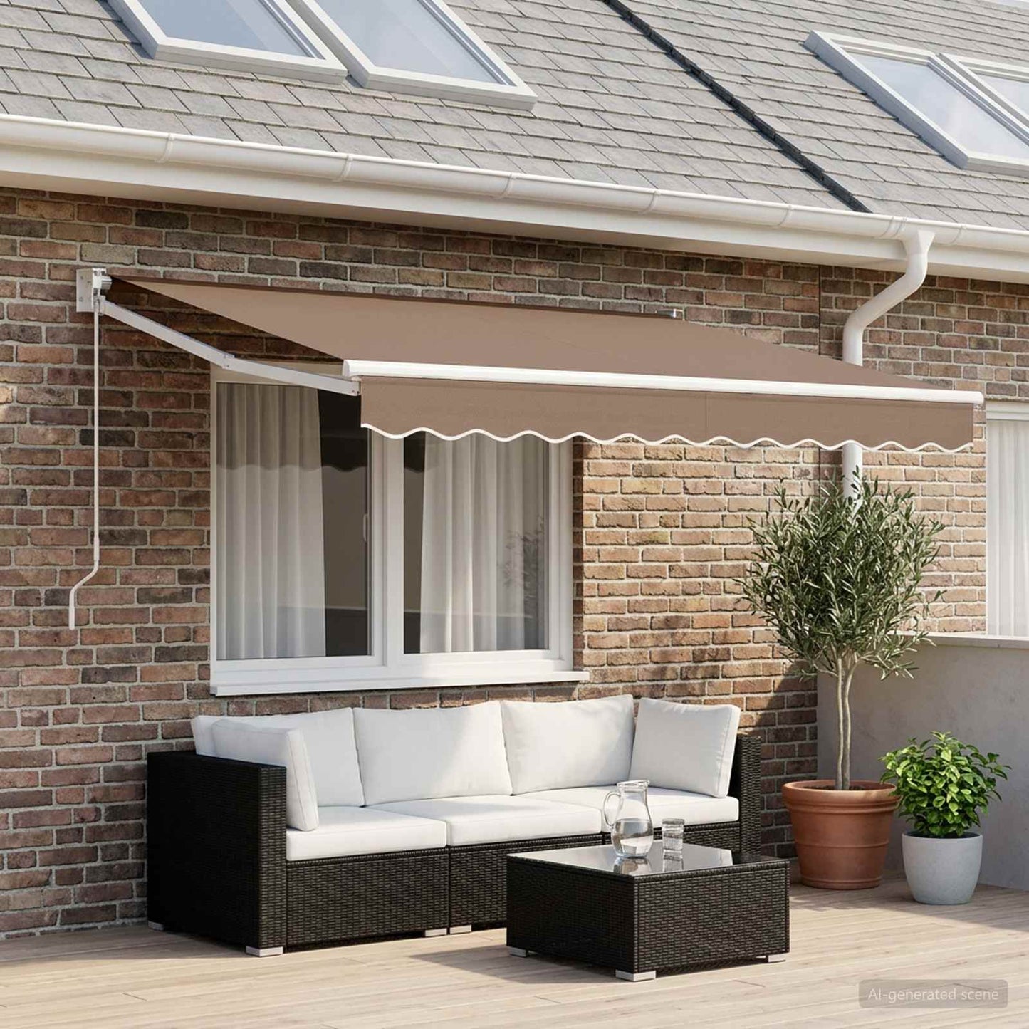 Awning Replacement Fabric Taupe 329 x 245 cm Polyester