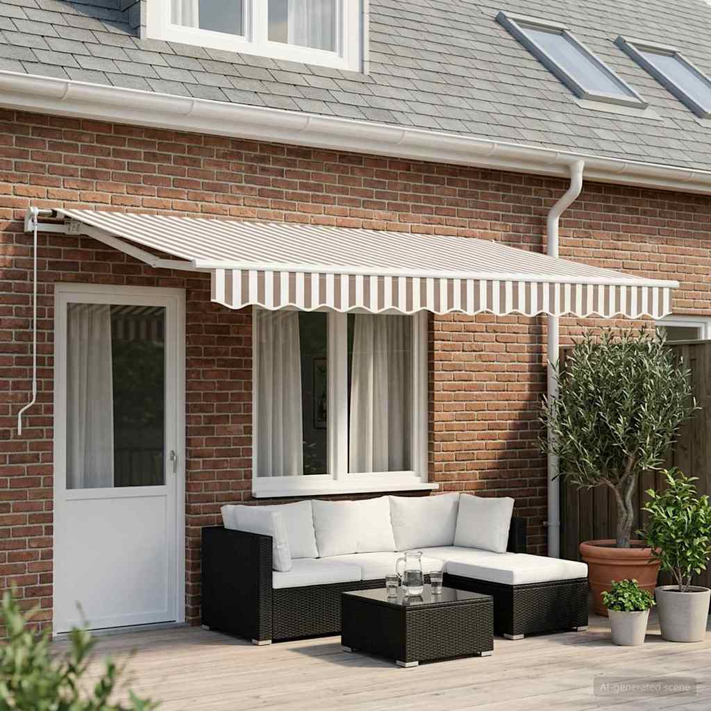 Awning Replacement Fabric Light Grey and White 4 x 3.5 m