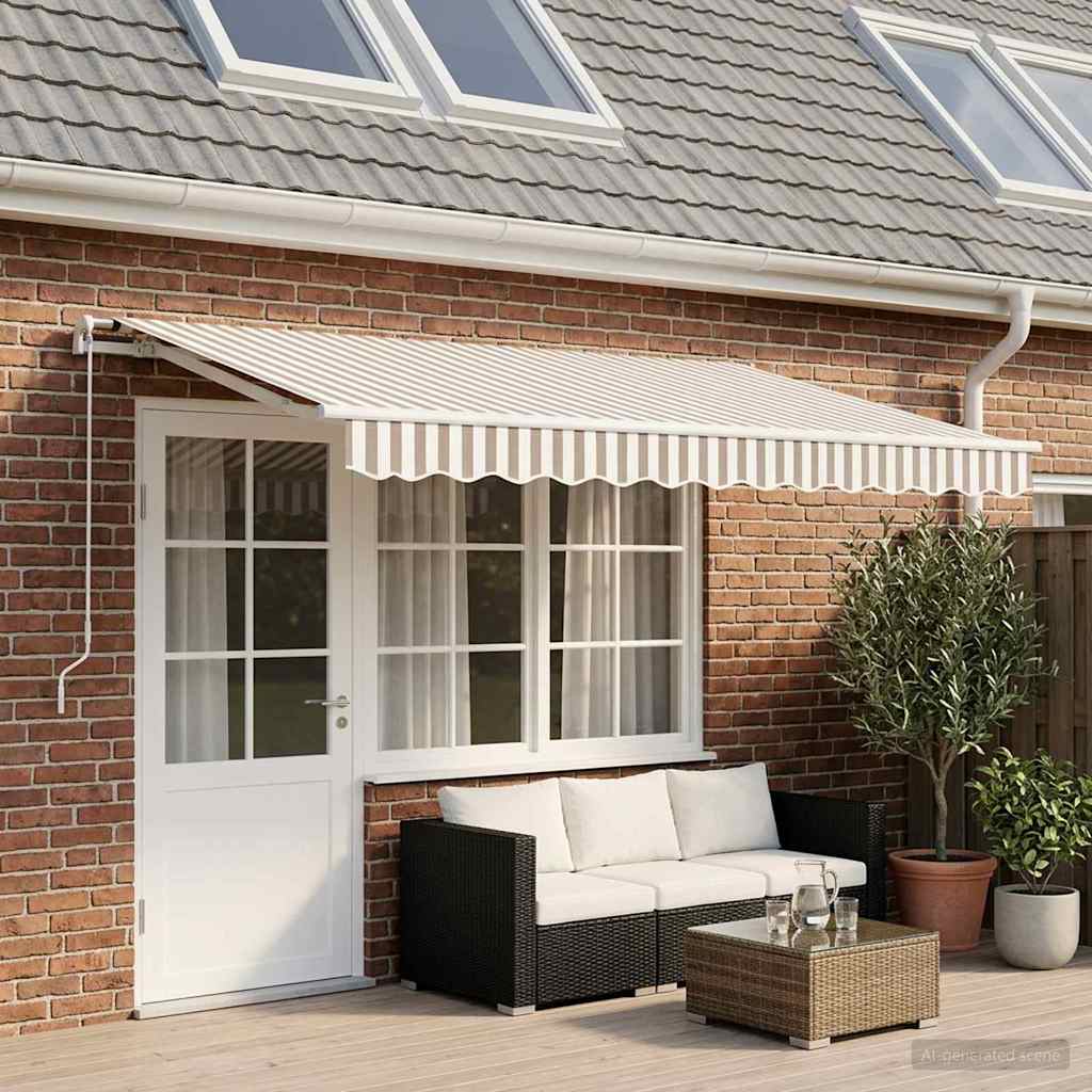 Awning Replacement Fabric Light Grey and White 4.5 x 3.5 m