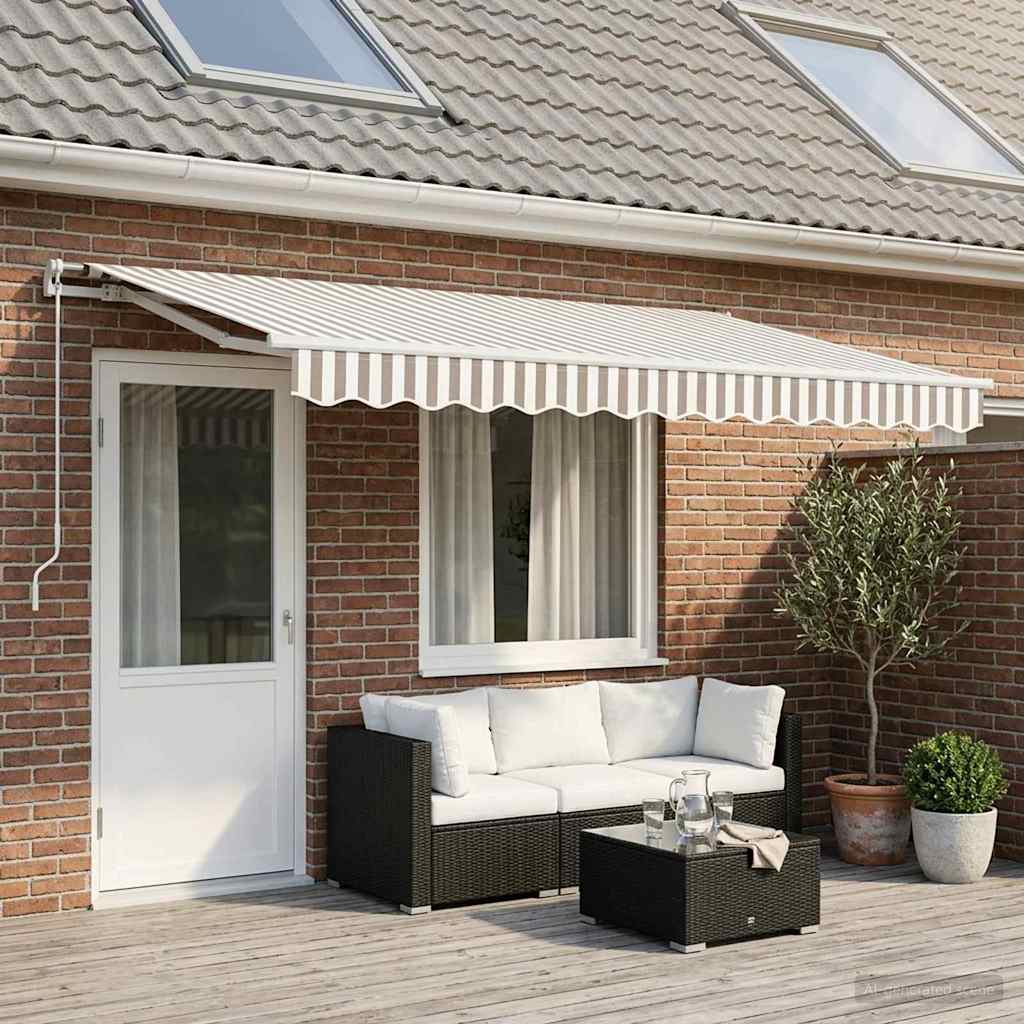 Awning Replacement Fabric Light Grey and White 5 x 3 m