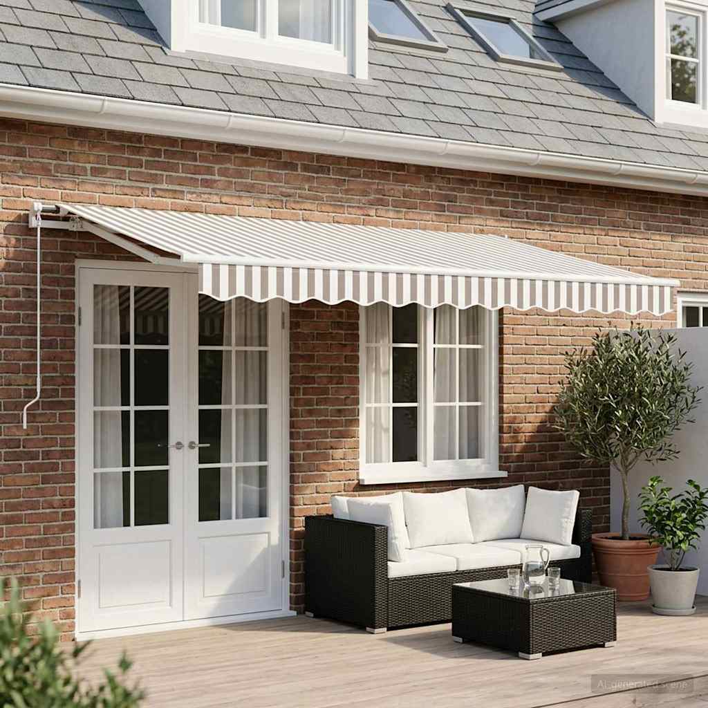 Awning Replacement Fabric Light Grey and White 6 x 3 m