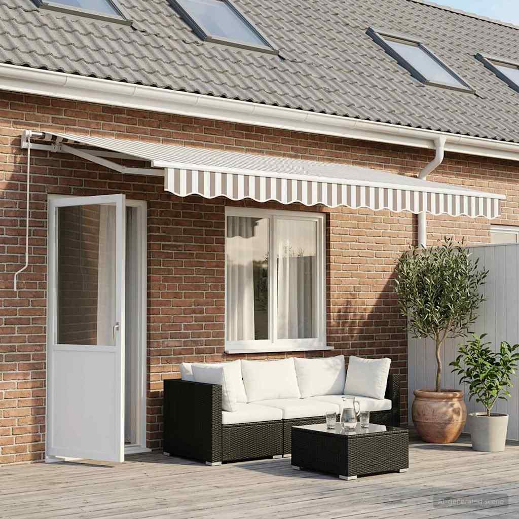 Awning Replacement Fabric Light Grey and White 6 x 3.5 m