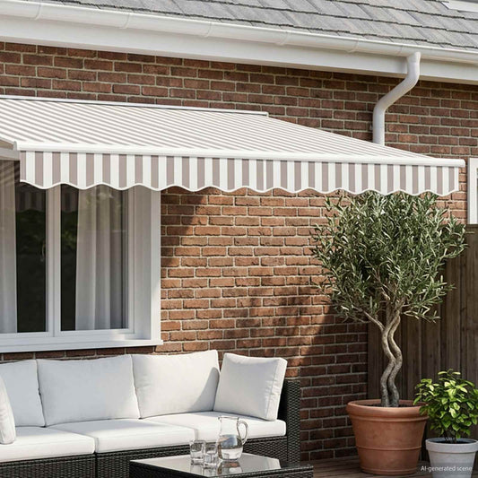 Awning Valance Replacement Light Grey and White 3 m Polyester