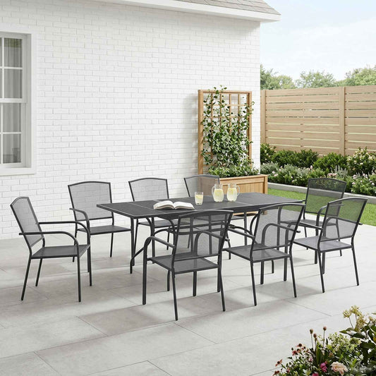 Garden Dining Set 9 pcs Anthracite Mesh and Steel