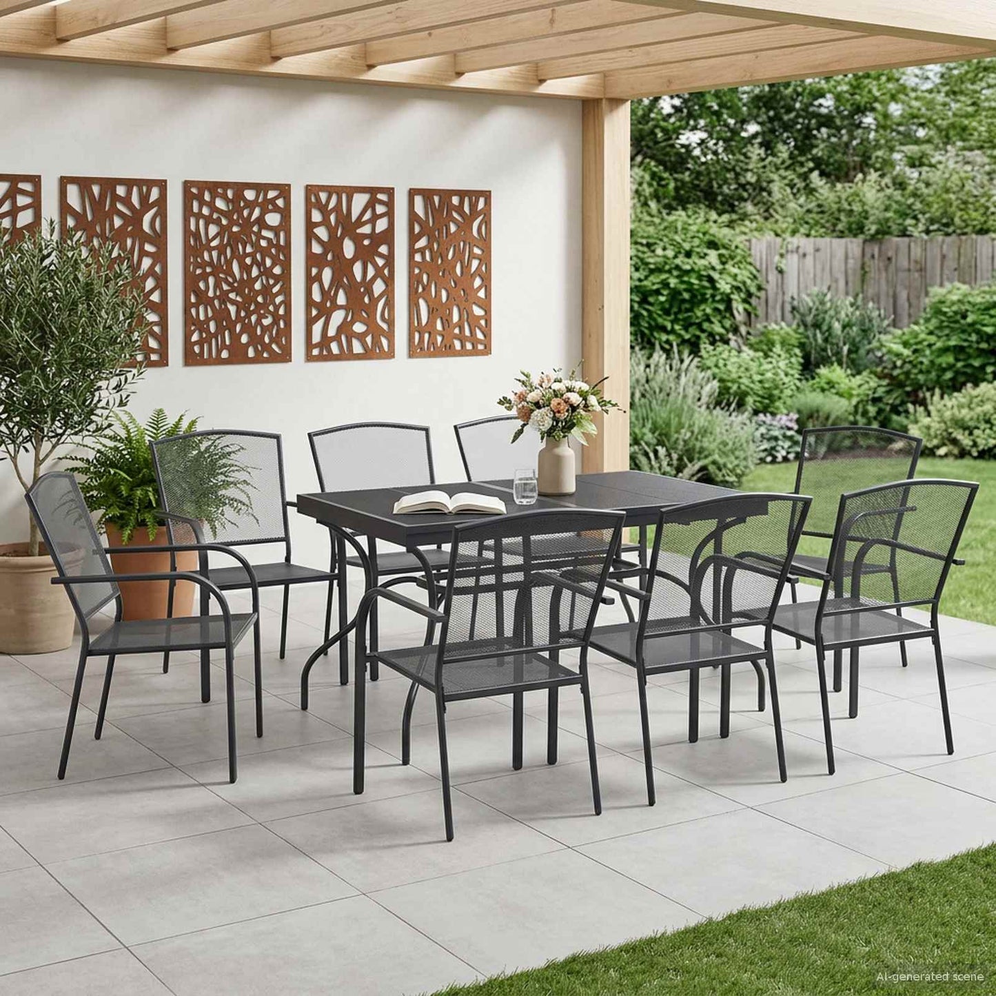 Garden Dining Set 9 pcs Anthracite 212 x 90 x 76 cm