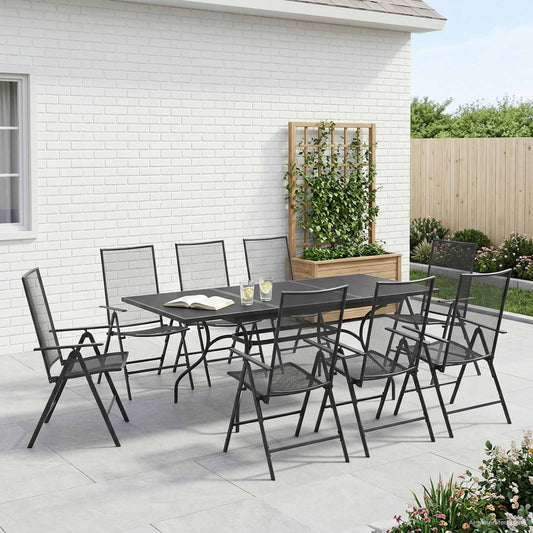 Garden Dining Set 9 pcs Anthracite Mesh and Steel