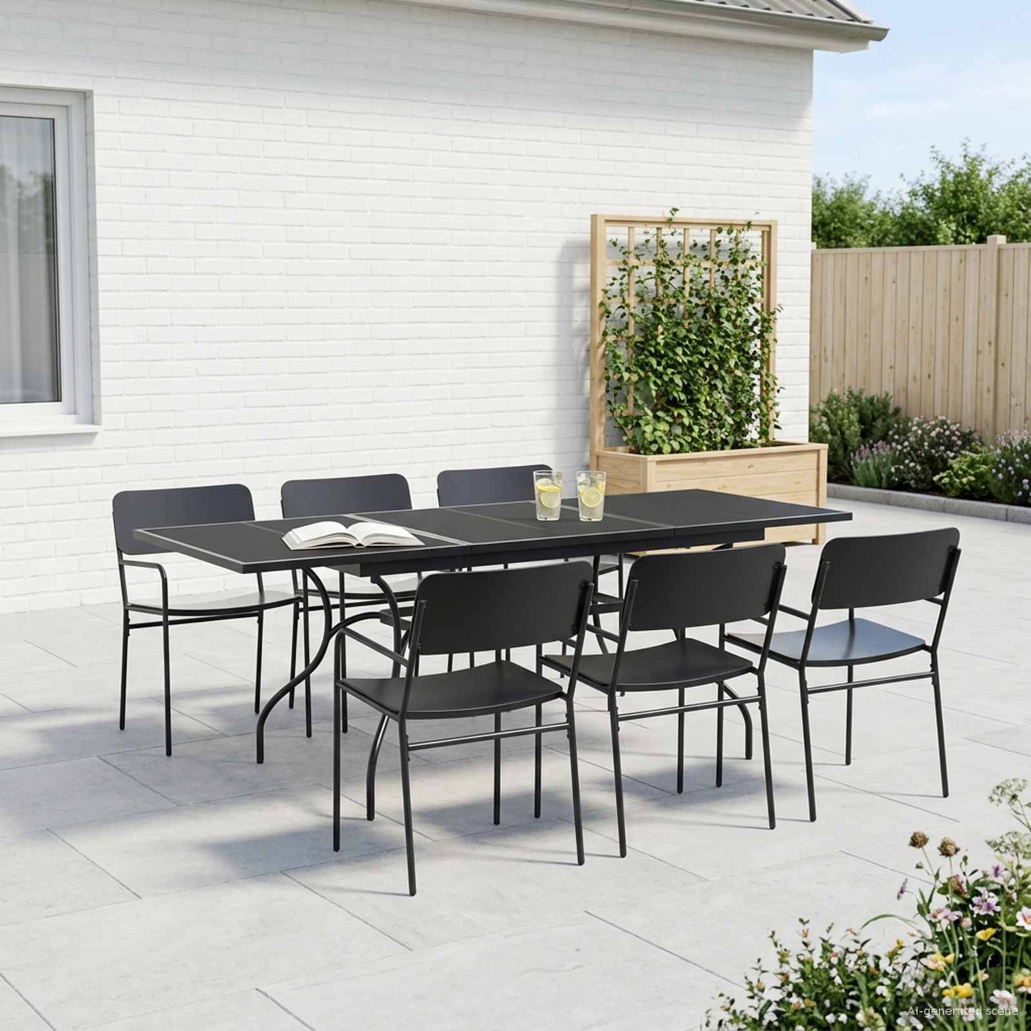 Garden Dining Set 7 pcs Anthracite Steel