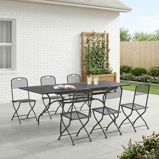 Garden Dining Set 7 pcs Anthracite Mesh and Steel