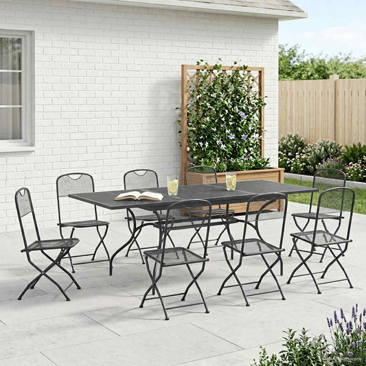 Garden Dining Set 9 pcs Anthracite Mesh and Steel