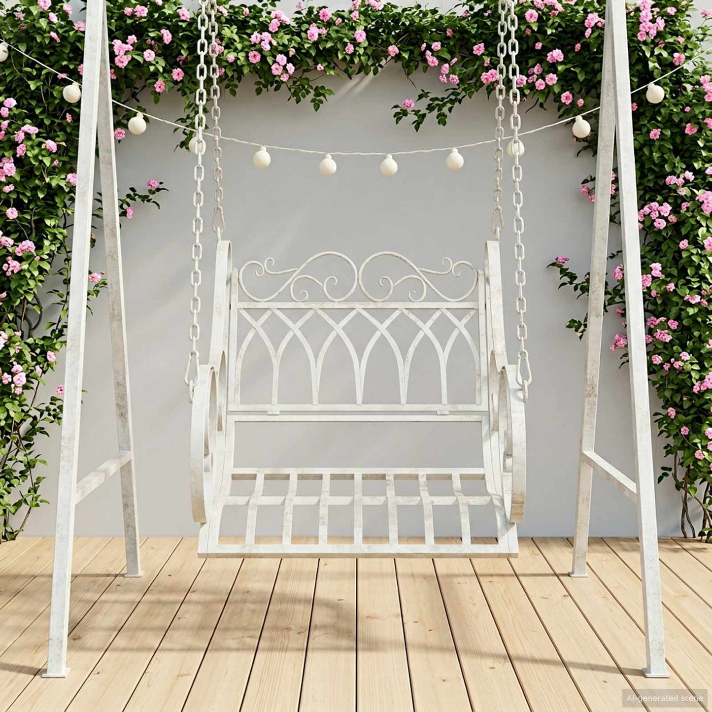 Swing Bench Steel 71 x 75 x 59 cm Antique White