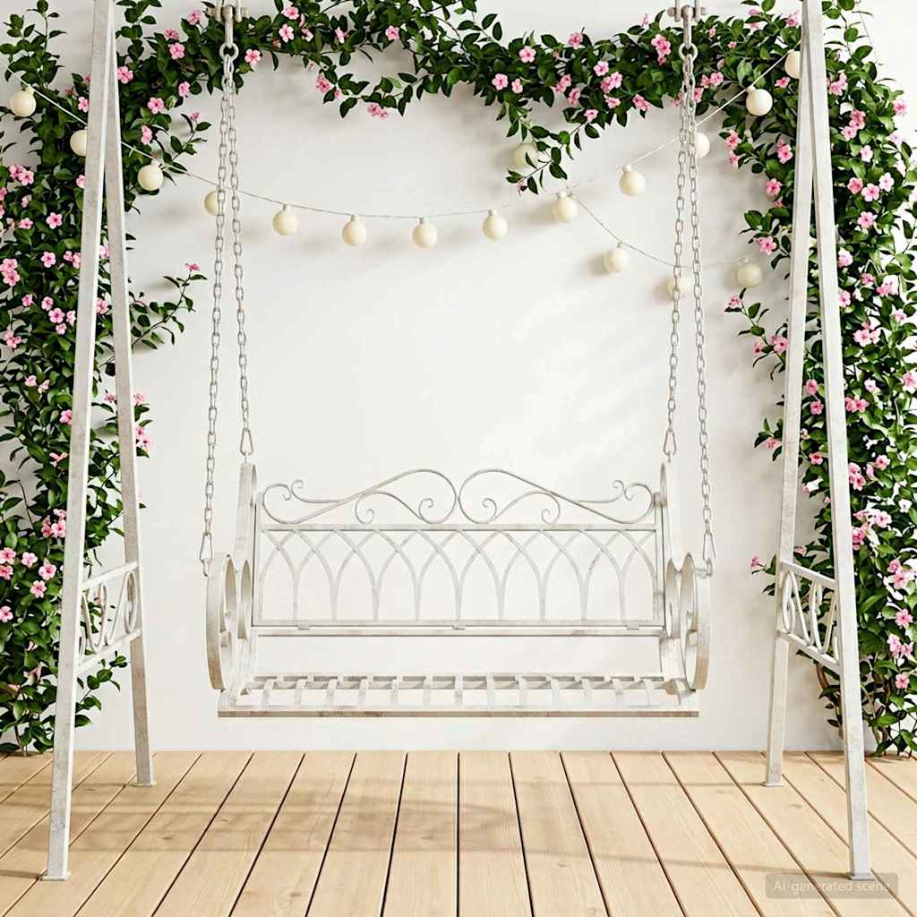 Swing Bench Steel 109 x 75 x 59 cm Antique White