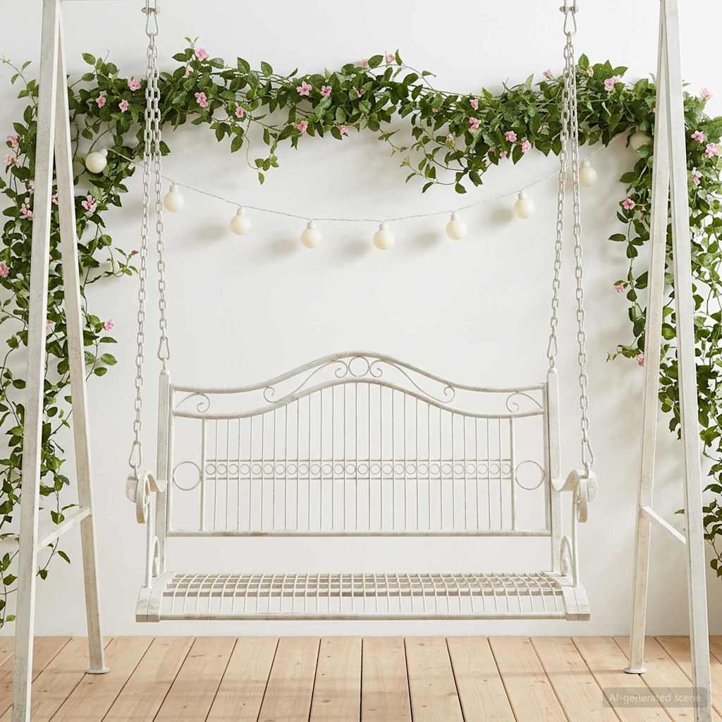 Swing Bench Steel 115 x 61 x 63 cm Antique White