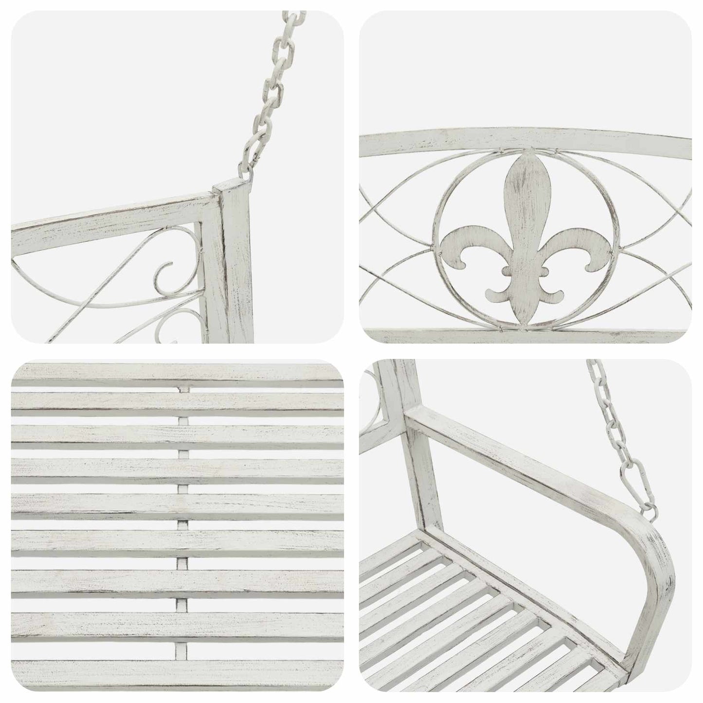 Swing Bench Steel 71.5 x 59 x 55 cm Antique White