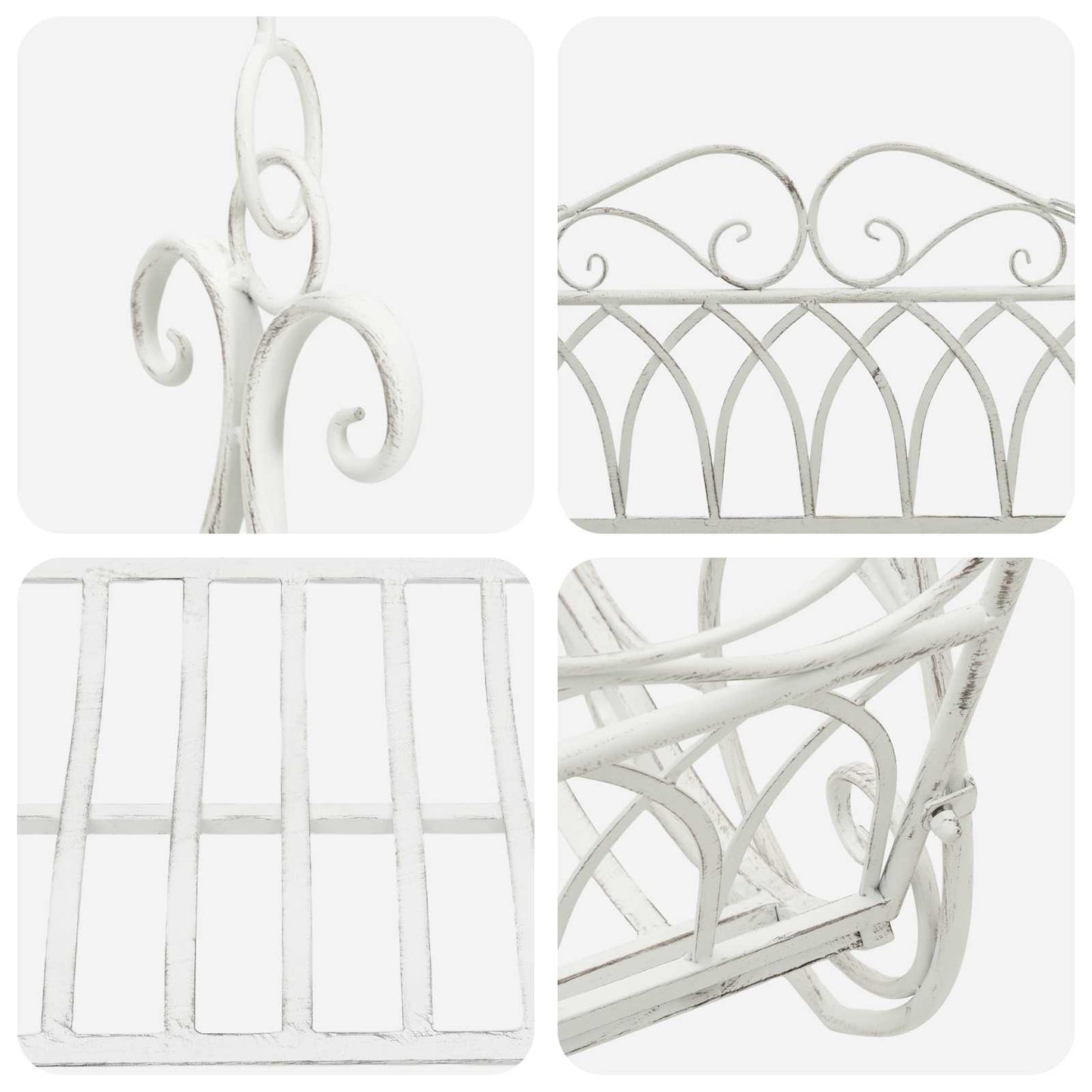 Swing Bench Steel 112 x 60 x 126.5 cm Antique White