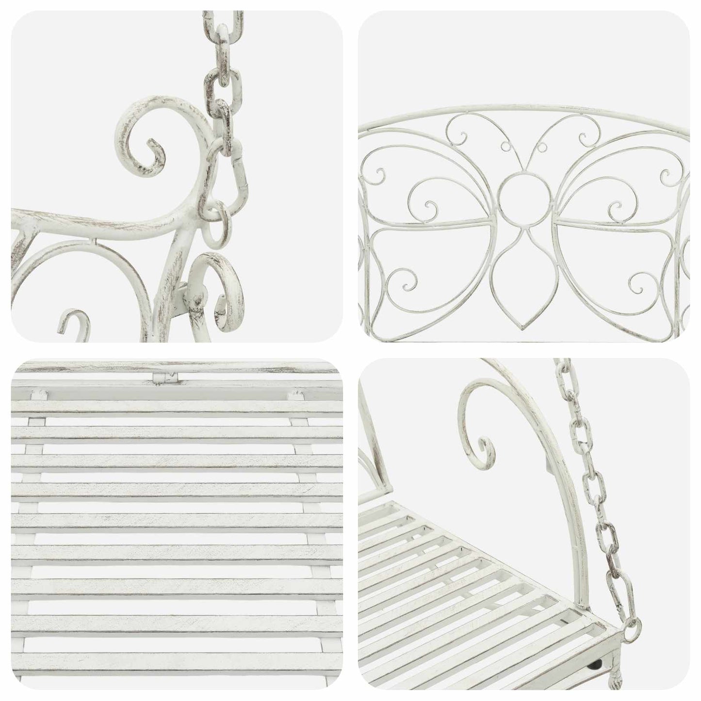 Swing Bench Steel 105.5 x 61 x 56 cm Antique White