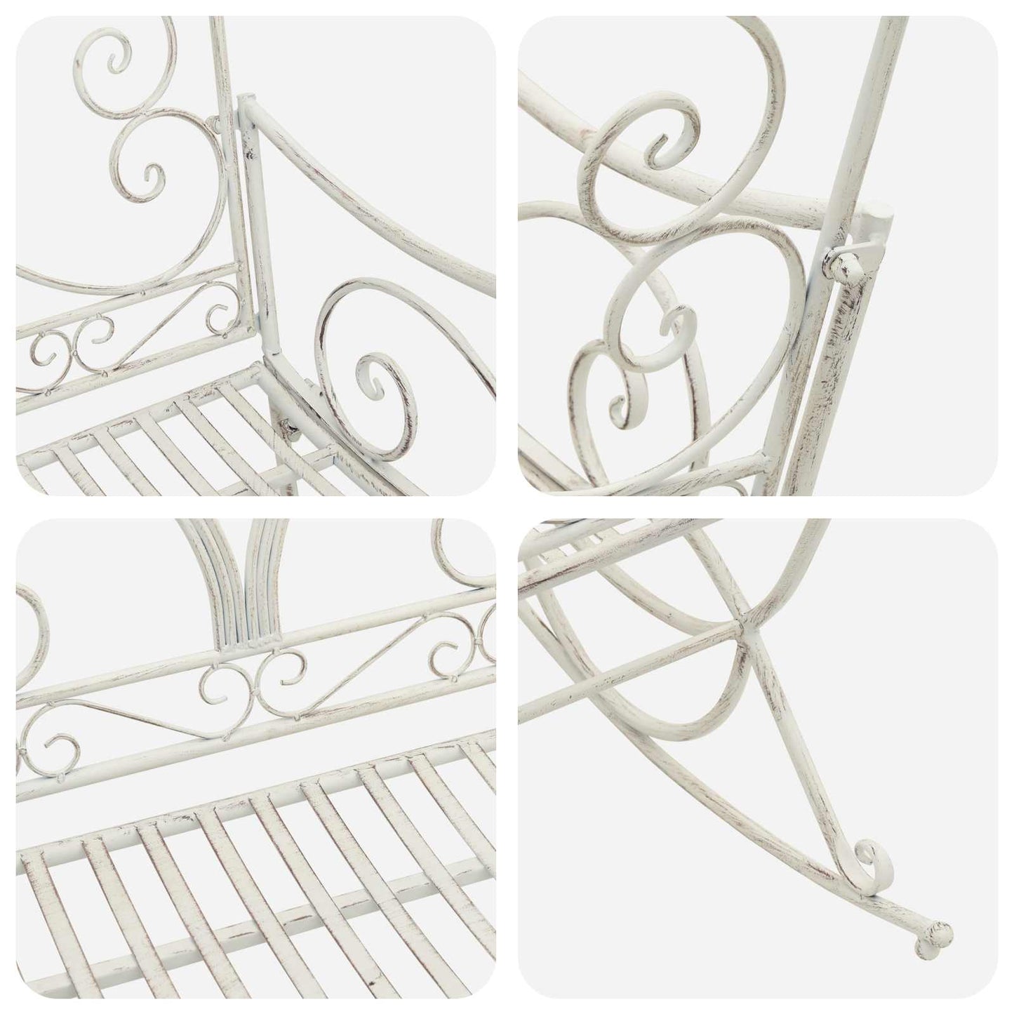 Garden Bench Antique White Steel