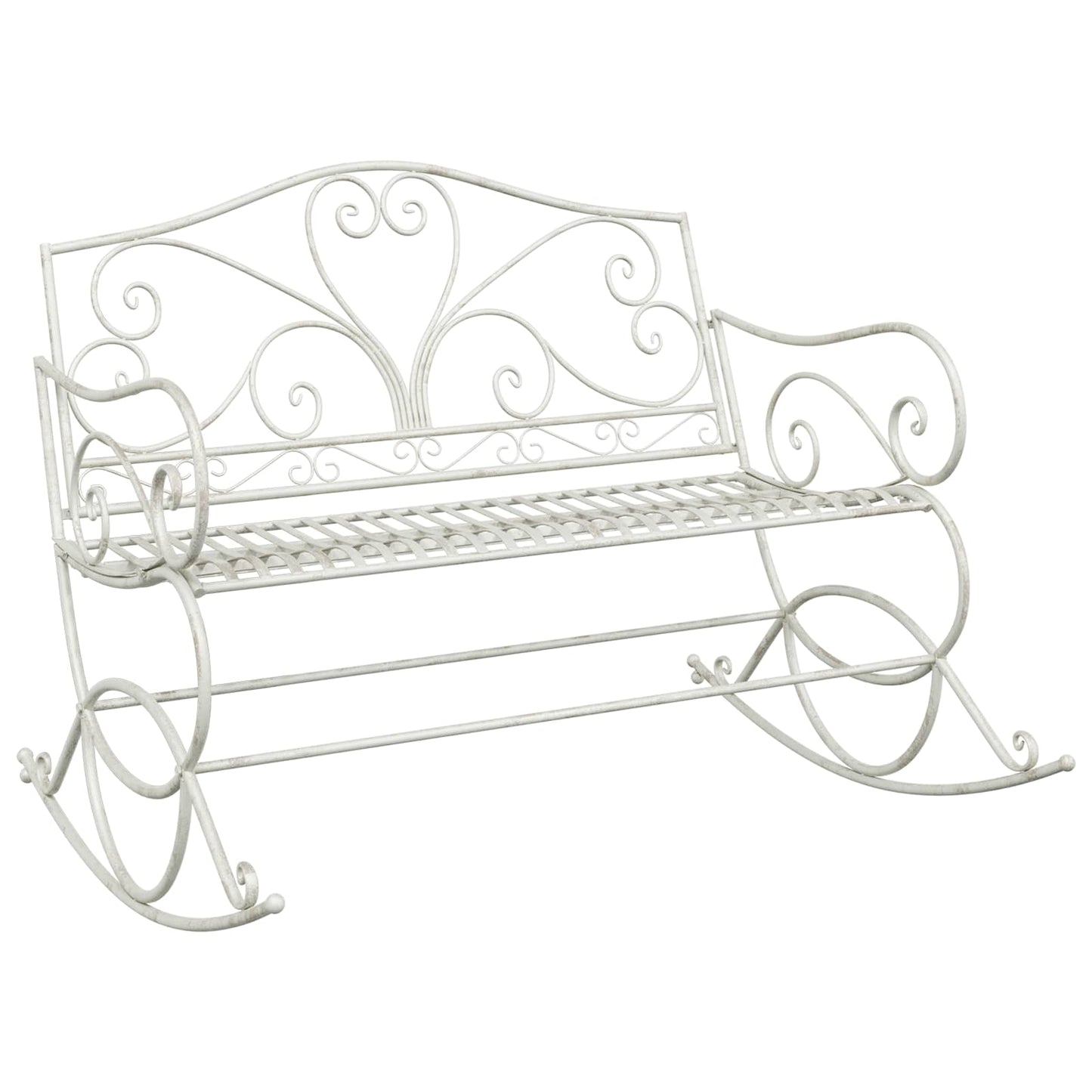 Garden Bench Antique White Steel