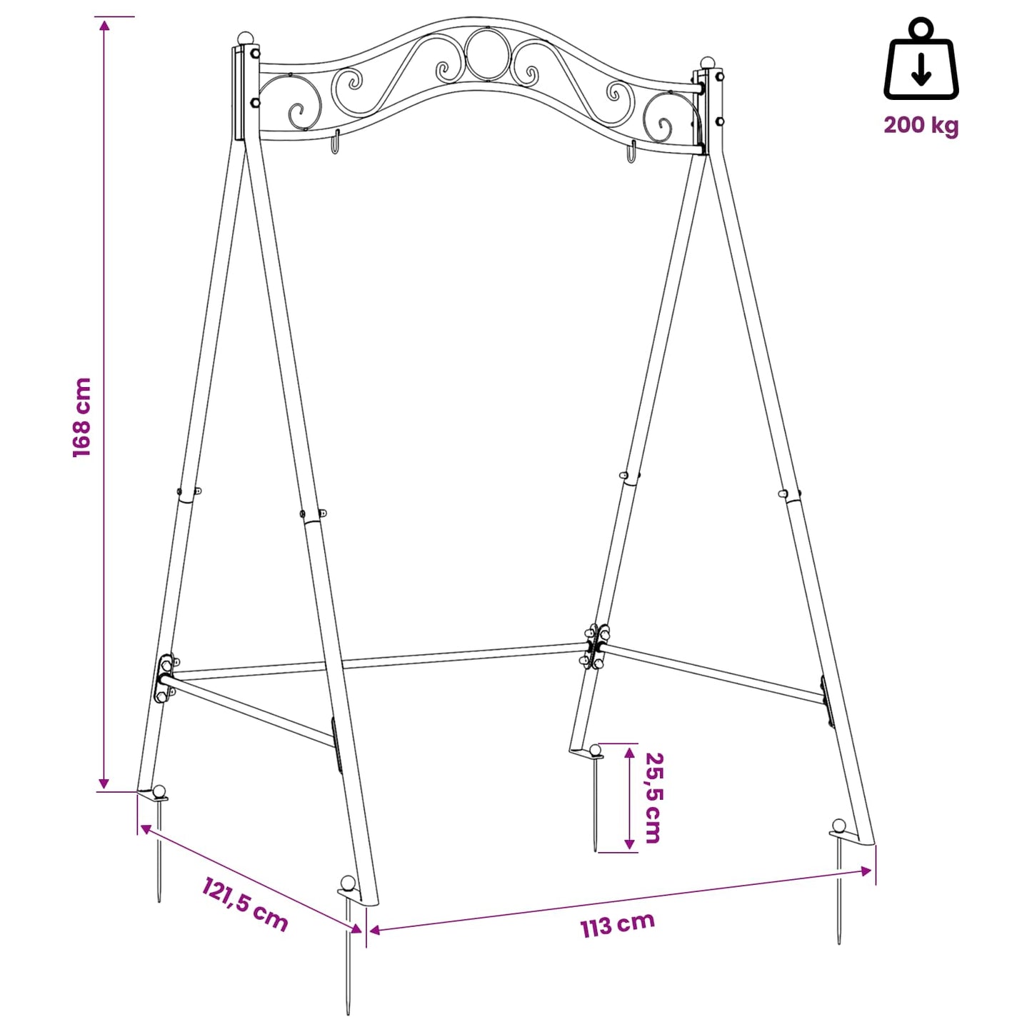 Swing Frame Antique Brown 113 x 121.5 x 168 cm Steel