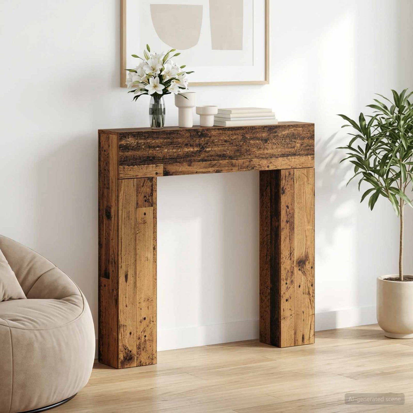Fireplace Surround Old Wood 102 x 18 x 100.5 cm Engineered Wood