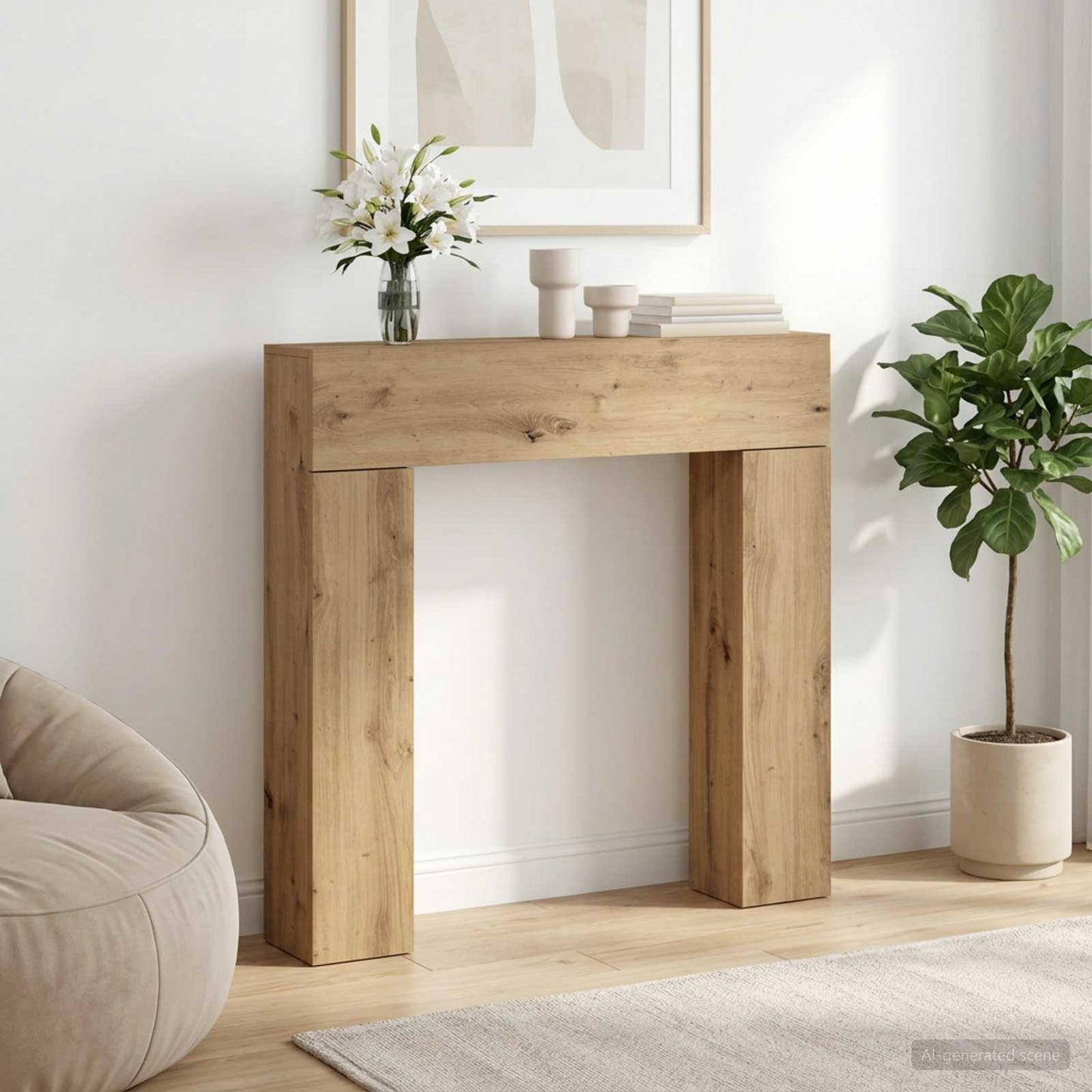 Fireplace Surround Artisan Oak 102 x 18 x 100.5 cm