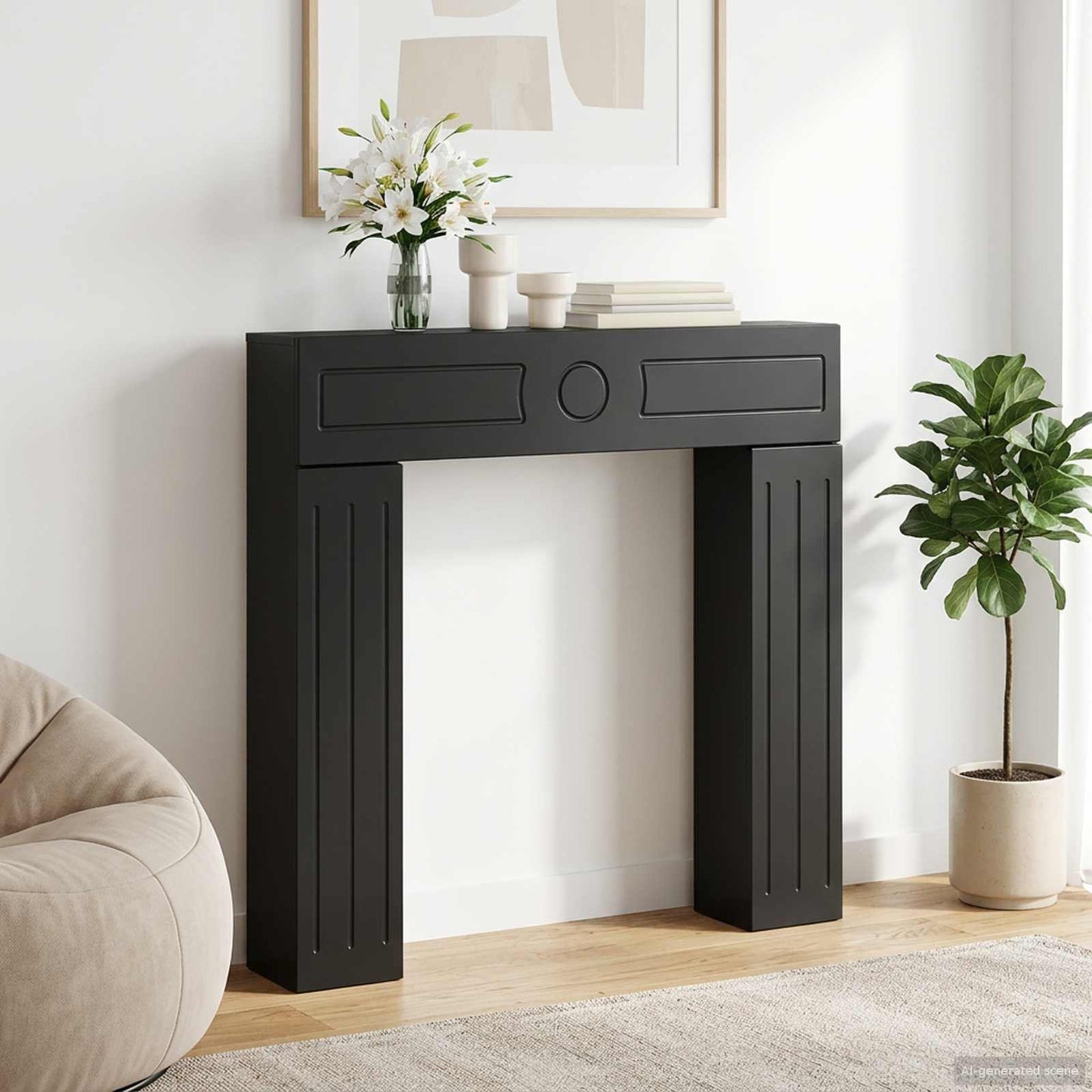 Fireplace Surround Black 102 x 18 x 100.5 cm Engineered Wood