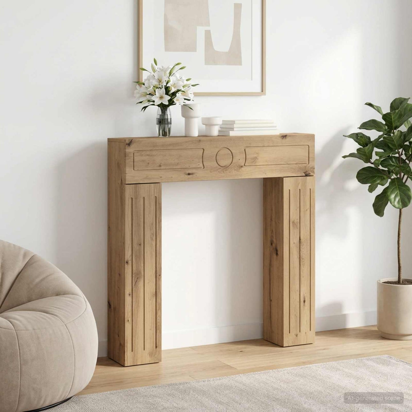 Fireplace Surround Artisan Oak 102 x 18 x 100.5 cm