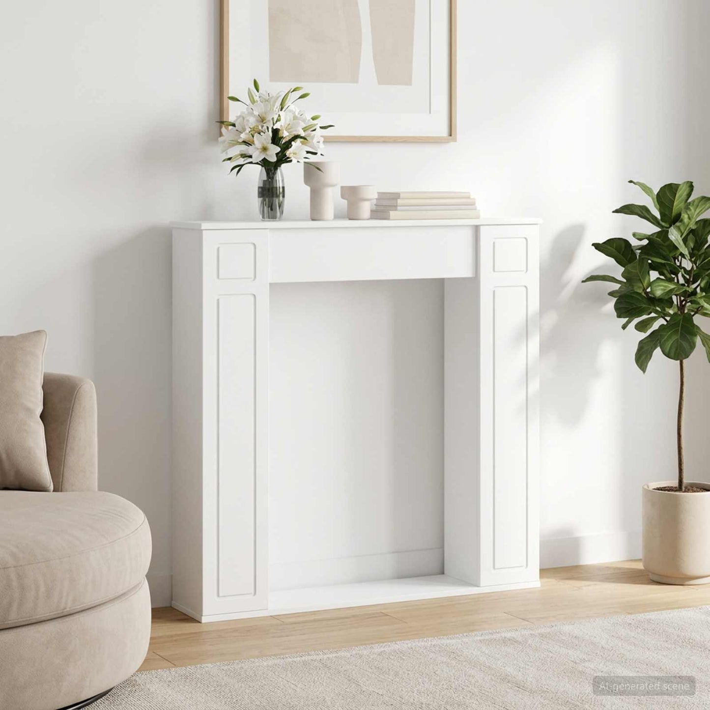 Fireplace Surround White 100 x 20 x 100 cm Engineered Wood