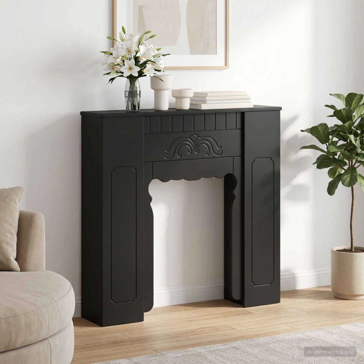Fireplace Surround Black 93 x 20 x 89 cm Engineered Wood