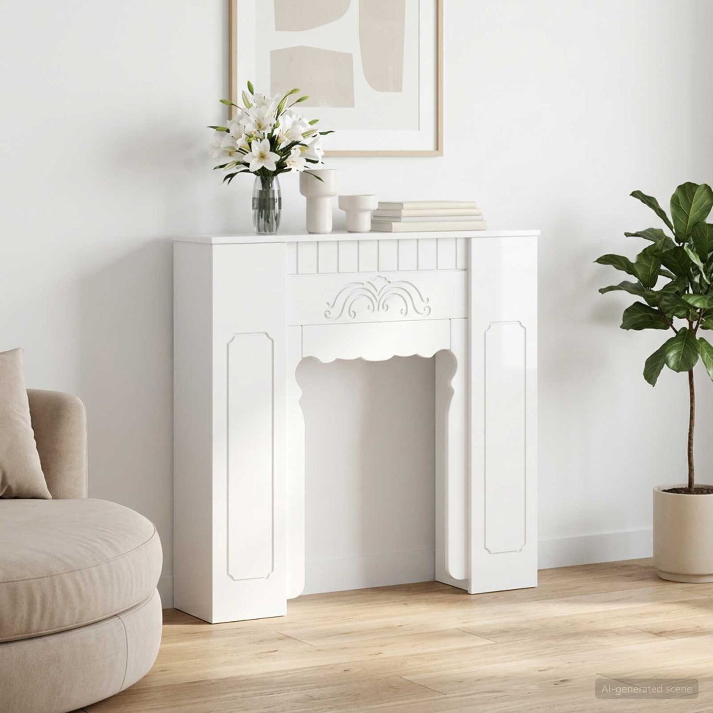 Fireplace Surround High Gloss White 93 x 20 x 89 cm