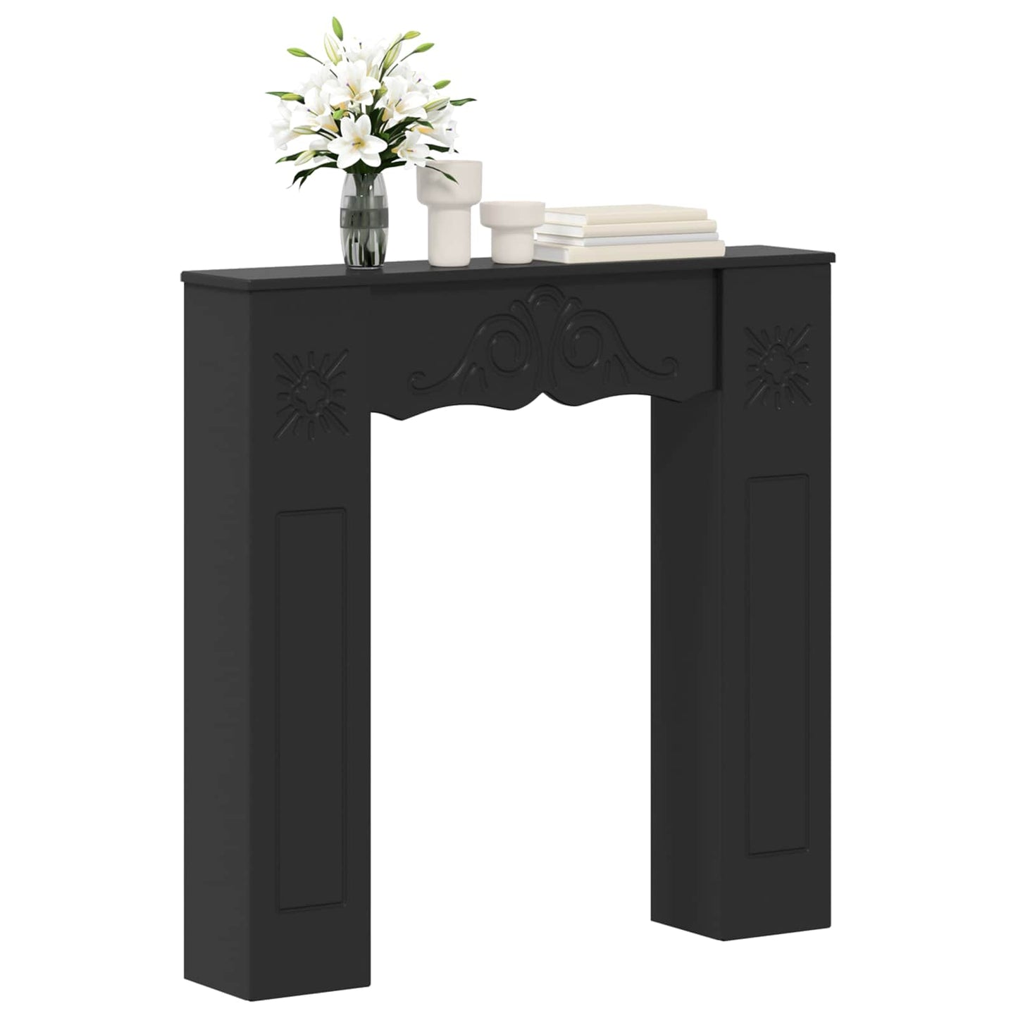 Fireplace Surround Black 102 x 20 x 102 cm Engineered Wood