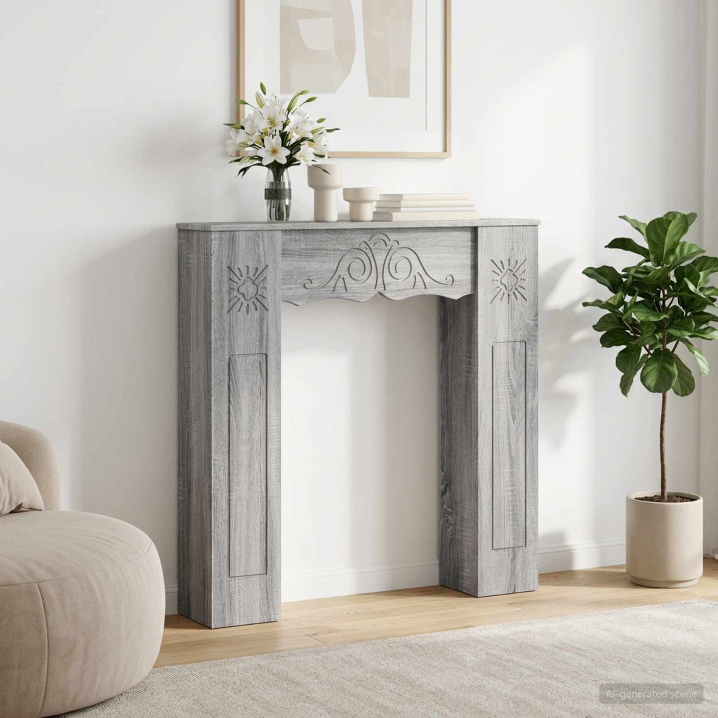 Fireplace Surround Grey Sonoma 102 x 20 x 102 cm