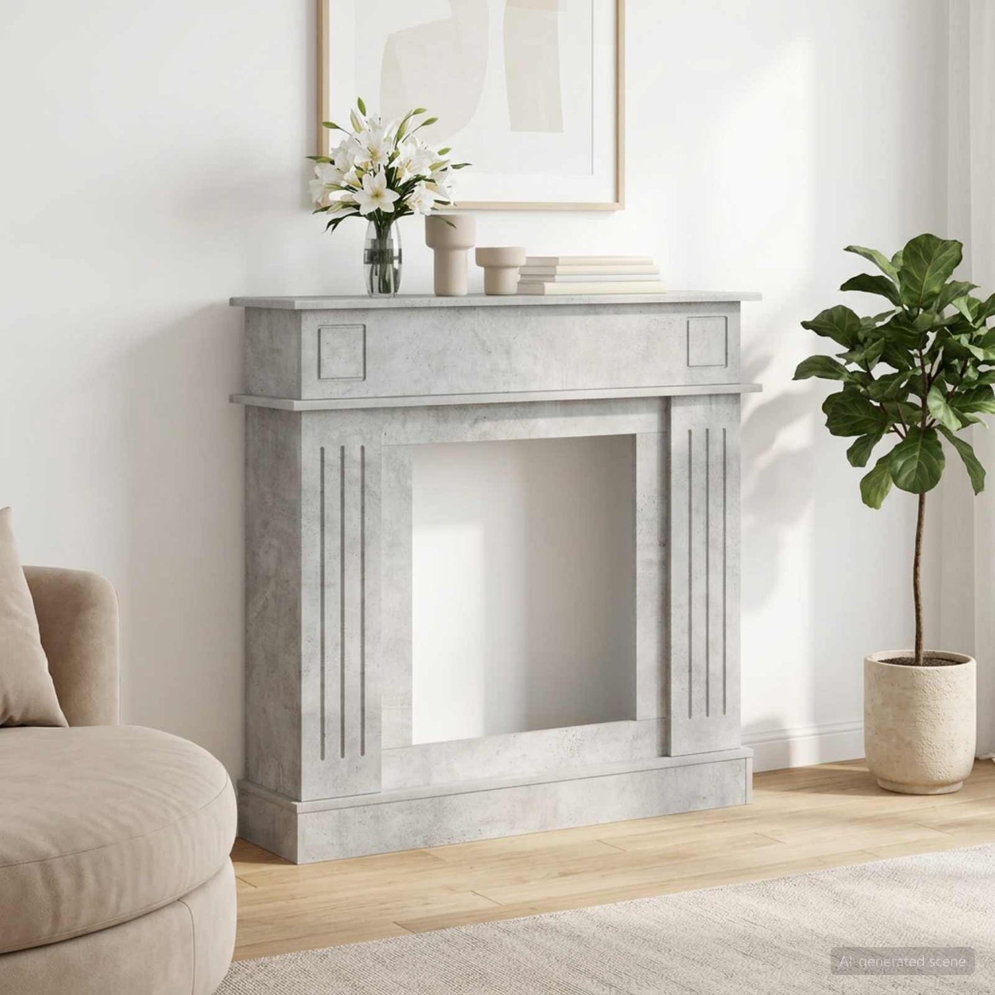 Fireplace Surround Concrete Grey 102 x 26 x 100 cm