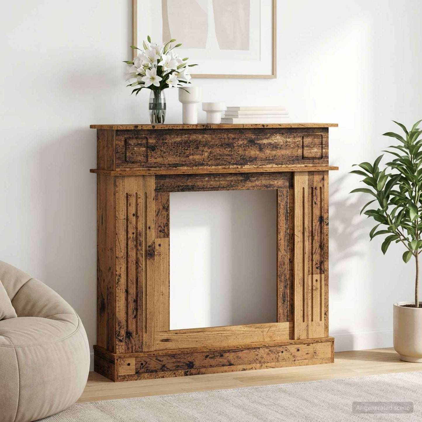 Fireplace Surround Old Wood 102 x 26 x 100 cm Engineered Wood