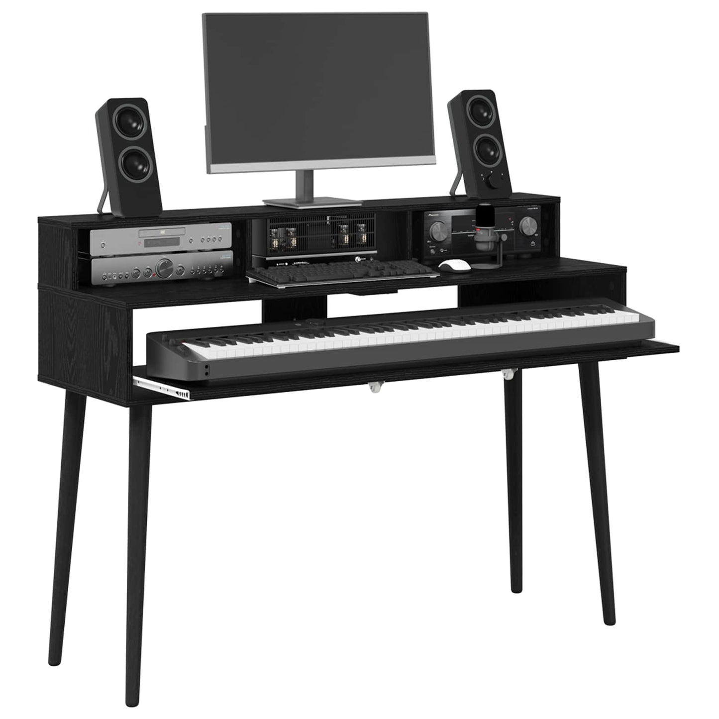 Studio Desk Black Oak 110 x 42.5 x 36 cm Engineered Wood
