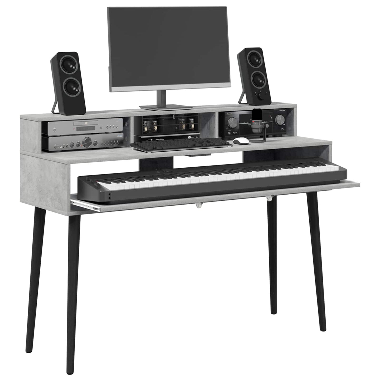 Studio Desk Concrete Grey 110 x 42.5 x 36 cm Engineered Wood