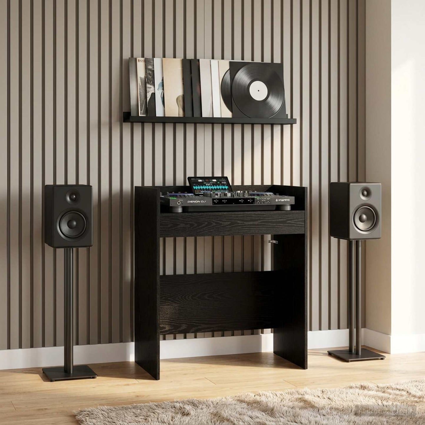 DJ Table Black Oak 102 x 45 x 102 cm Engineered Wood