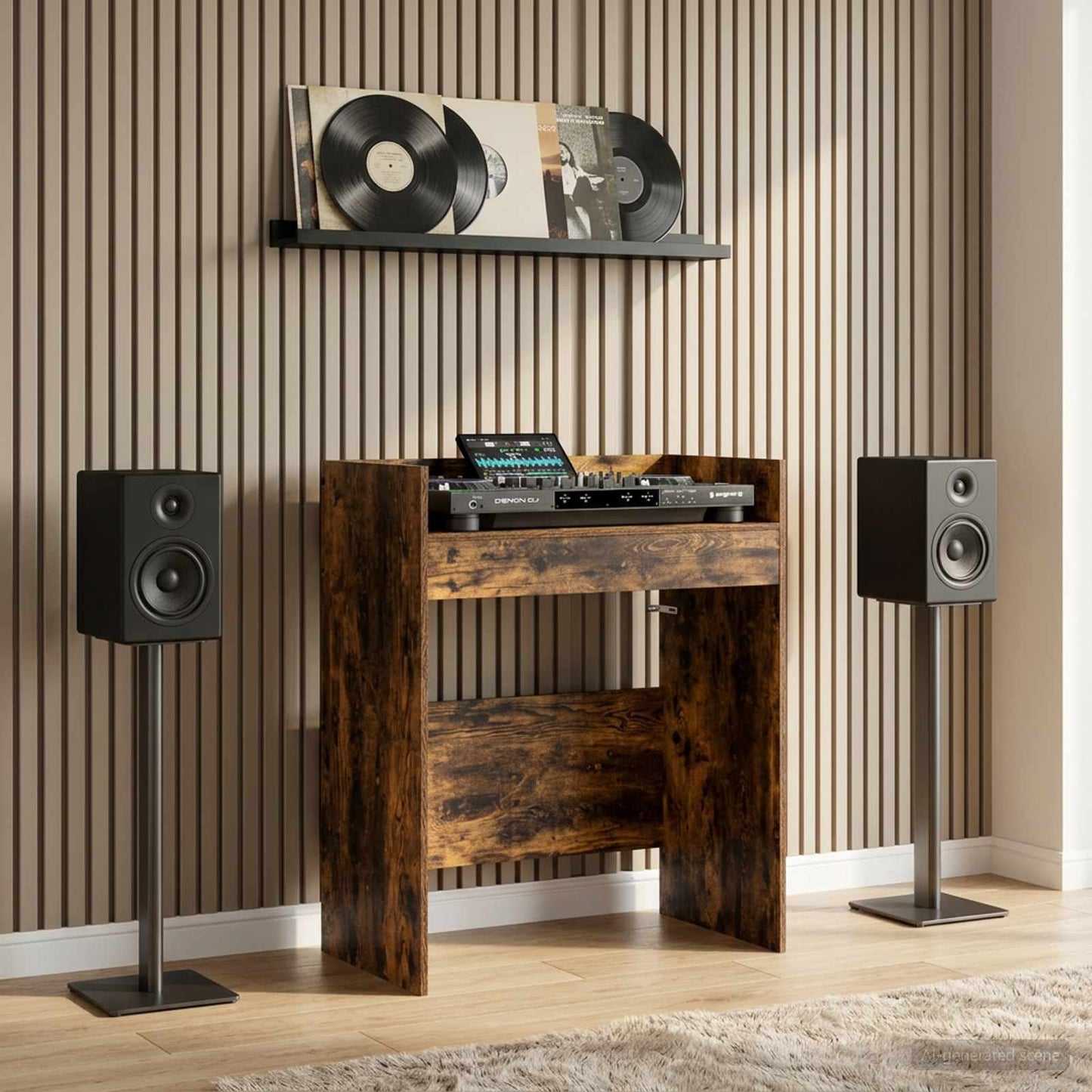 DJ Table Smoked Oak 102 x 45 x 102 cm Engineered Wood