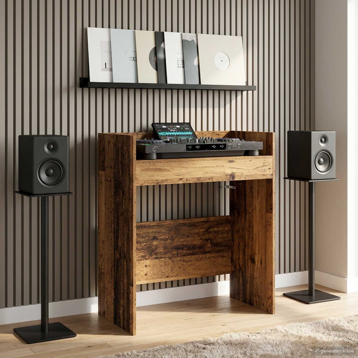 DJ Table Old Wood 82 x 45 x 102 cm Engineered Wood