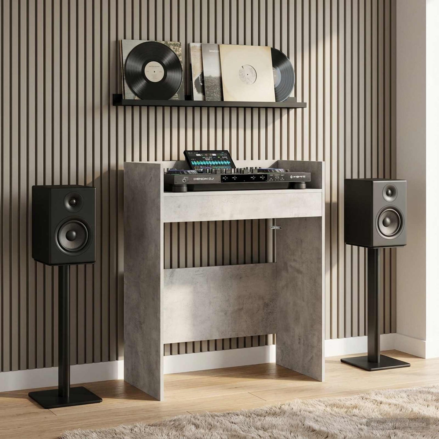 DJ Table Concrete Grey 62 x 45 x 102 cm Engineered Wood