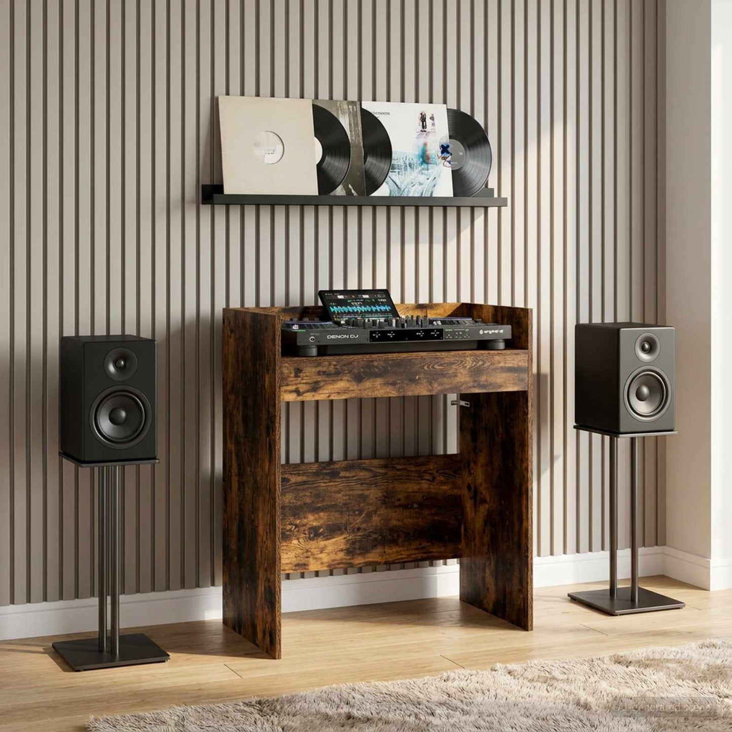 DJ Table Smoked Oak 62 x 45 x 102 cm Engineered Wood