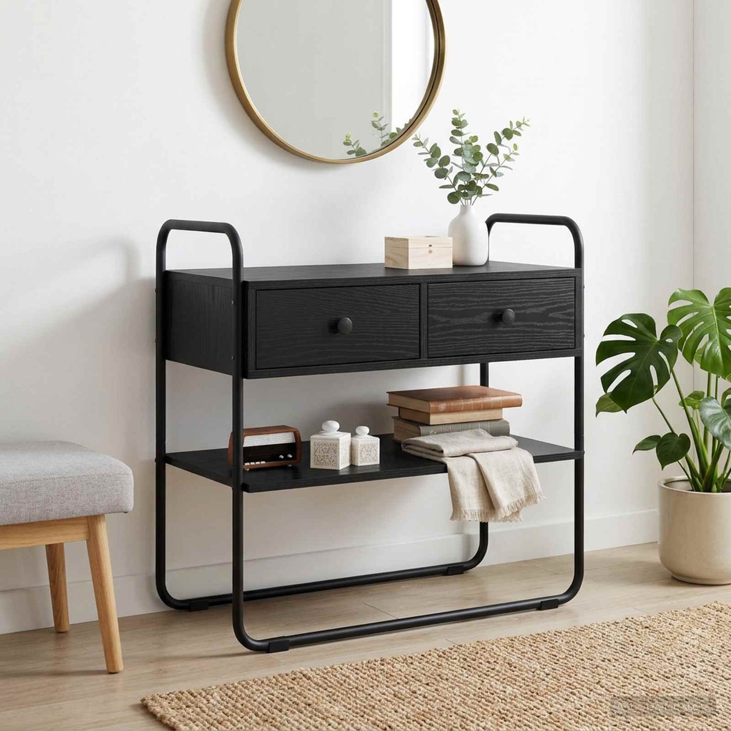 Console Table Black Oak 80 x 40 x 75 cm Engineered Wood