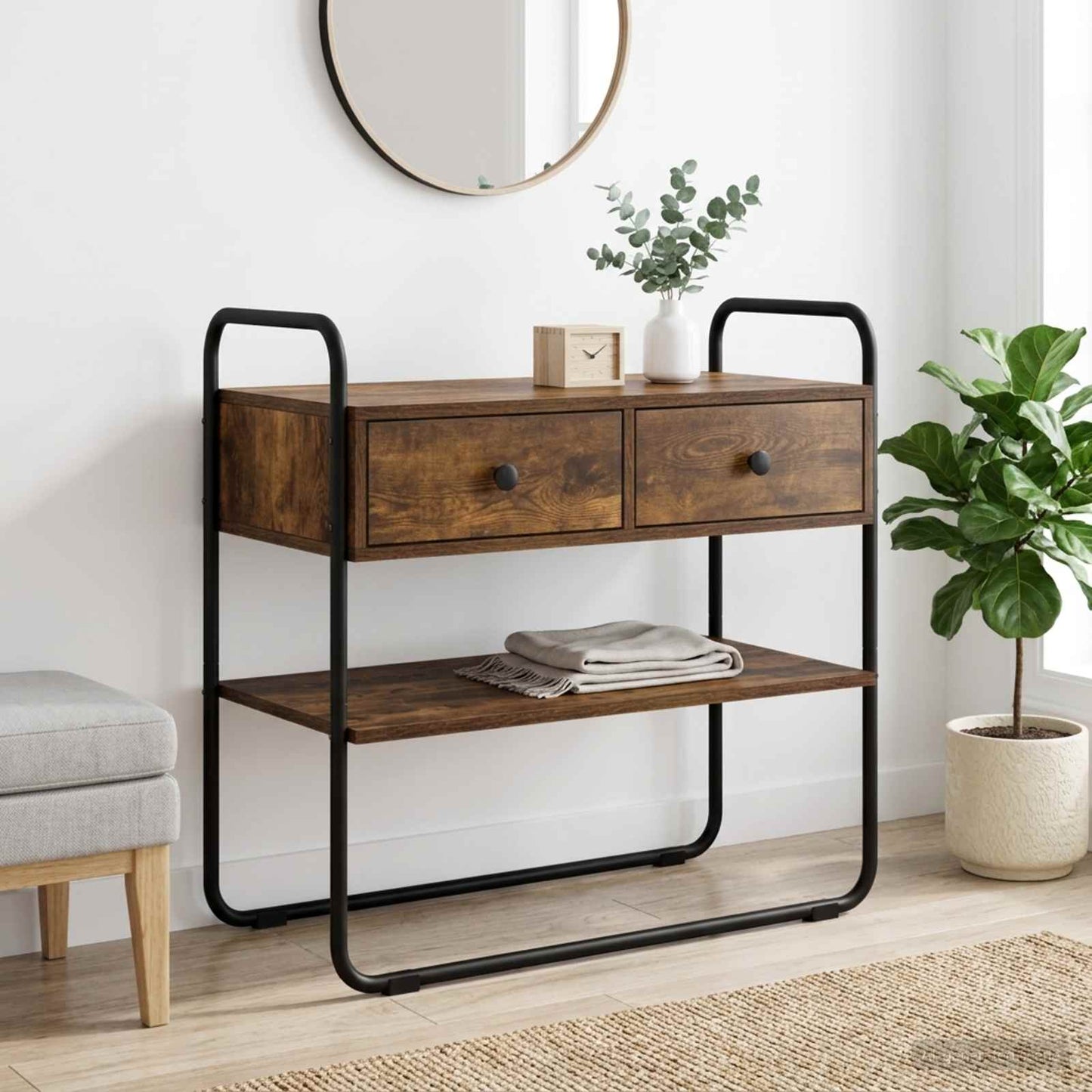 Console Table Smoked Oak 80 x 40 x 75 cm Engineered Wood