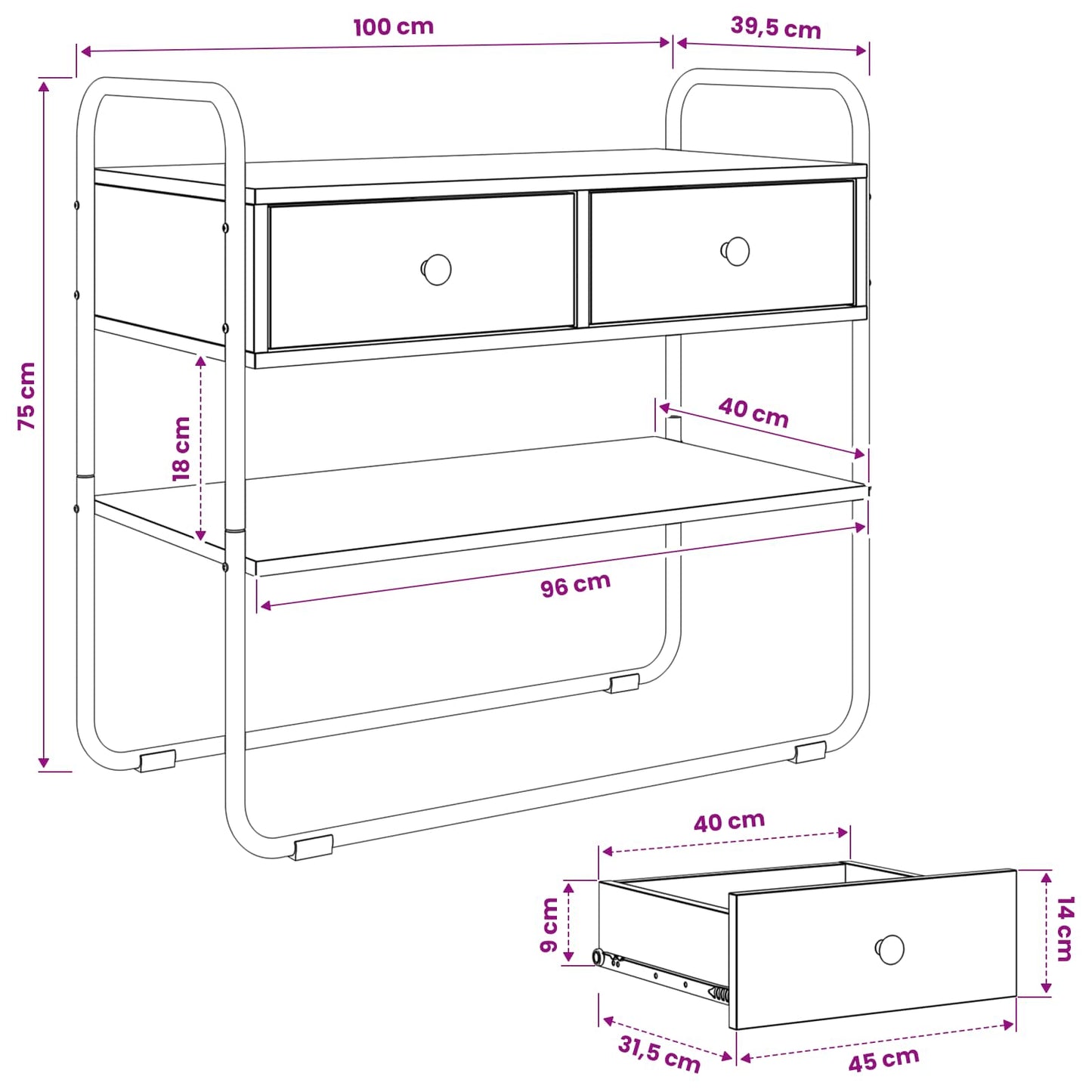 Console Table Smoked Oak 100 x 40 x 75 cm Engineered Wood