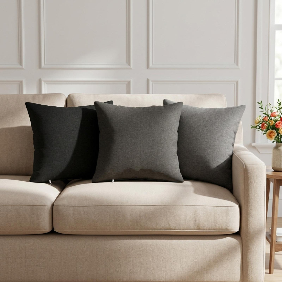 Throw Pillow 12 pcs HEERLEN Dark Grey 40 x 40 cm Fabric