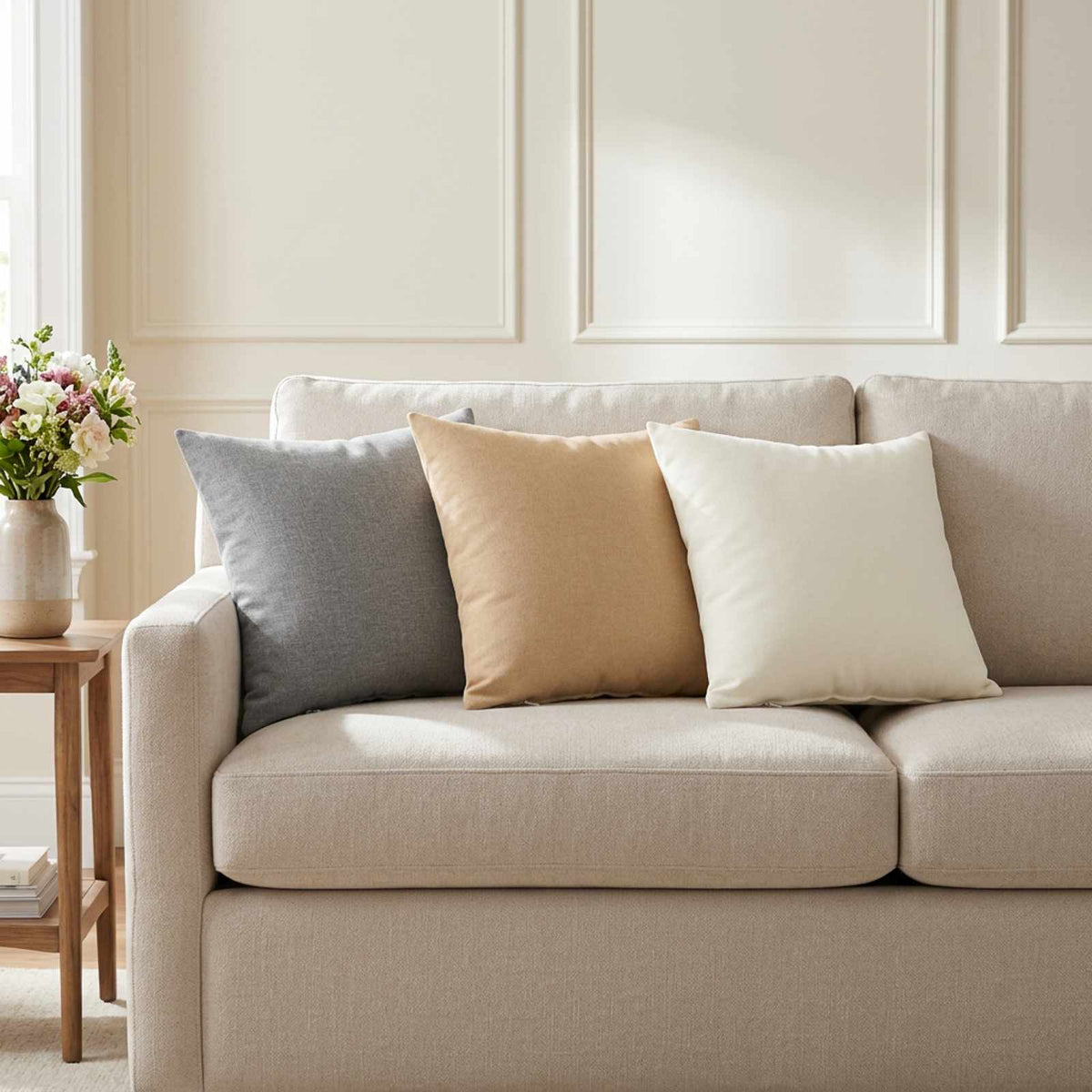 Cushion with Pillow HEERLEN 2 pcs Cloud Grey Fabric