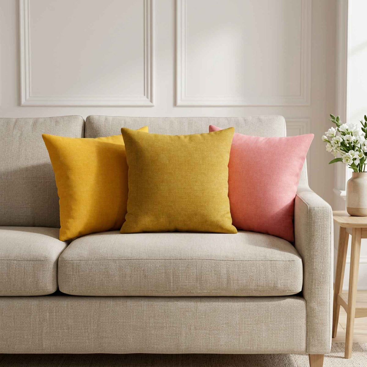 Throw Pillow 6 pcs HEERLEN Light Yellow 35 x 35 cm Fabric