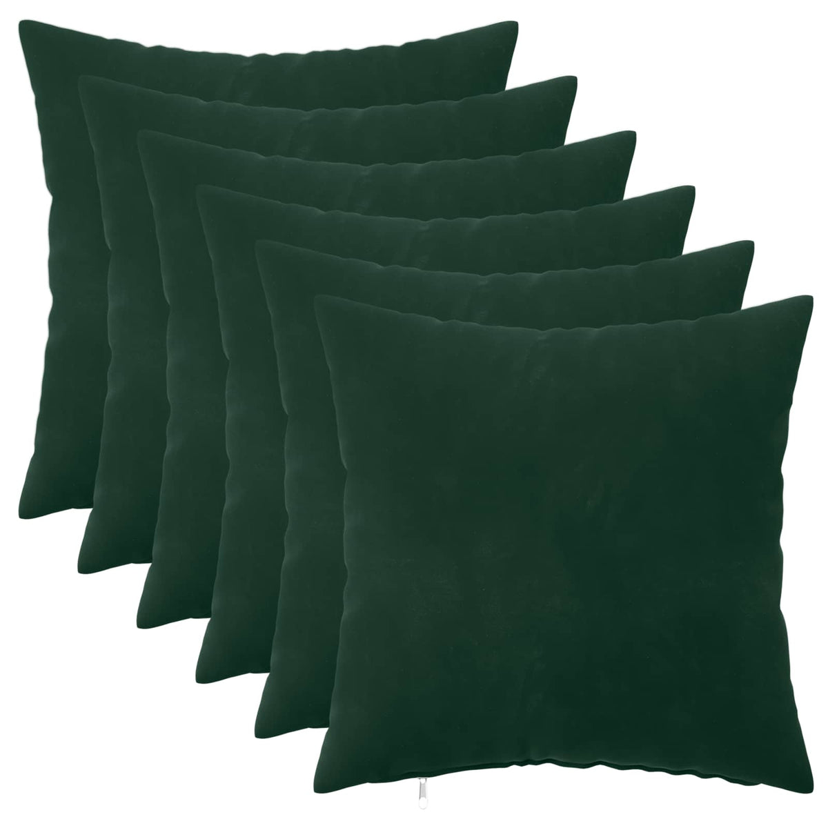 Cushion Cover 6 pcs HEERLEN Dark Green 30 x 30 cm Velvet
