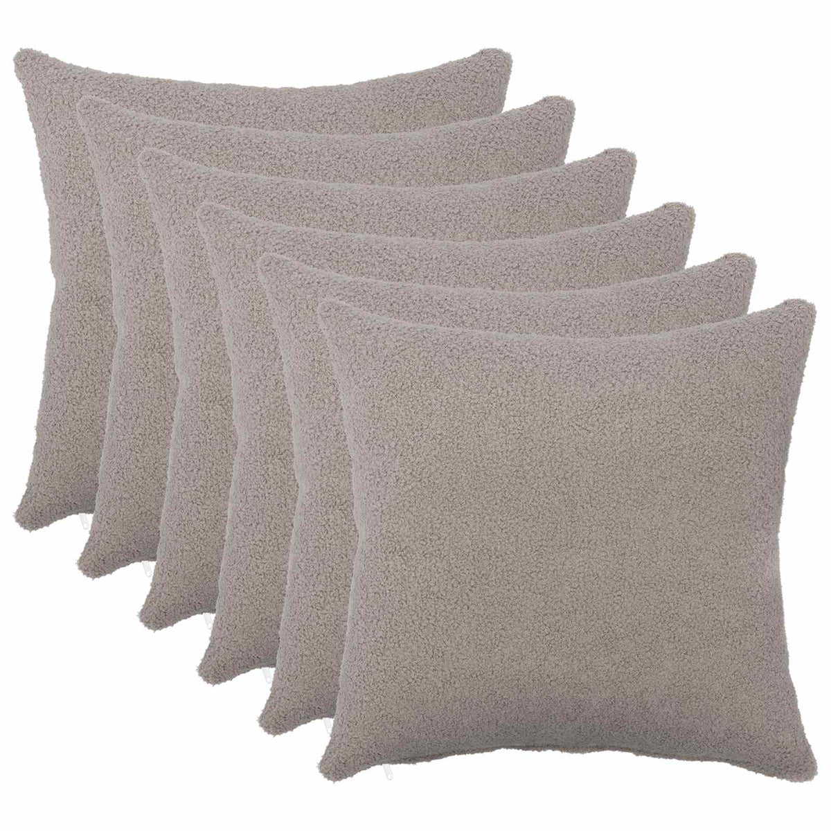 Cushion Cover 6 pcs HEERLEN Light Grey 30 x 30 cm Bouclé